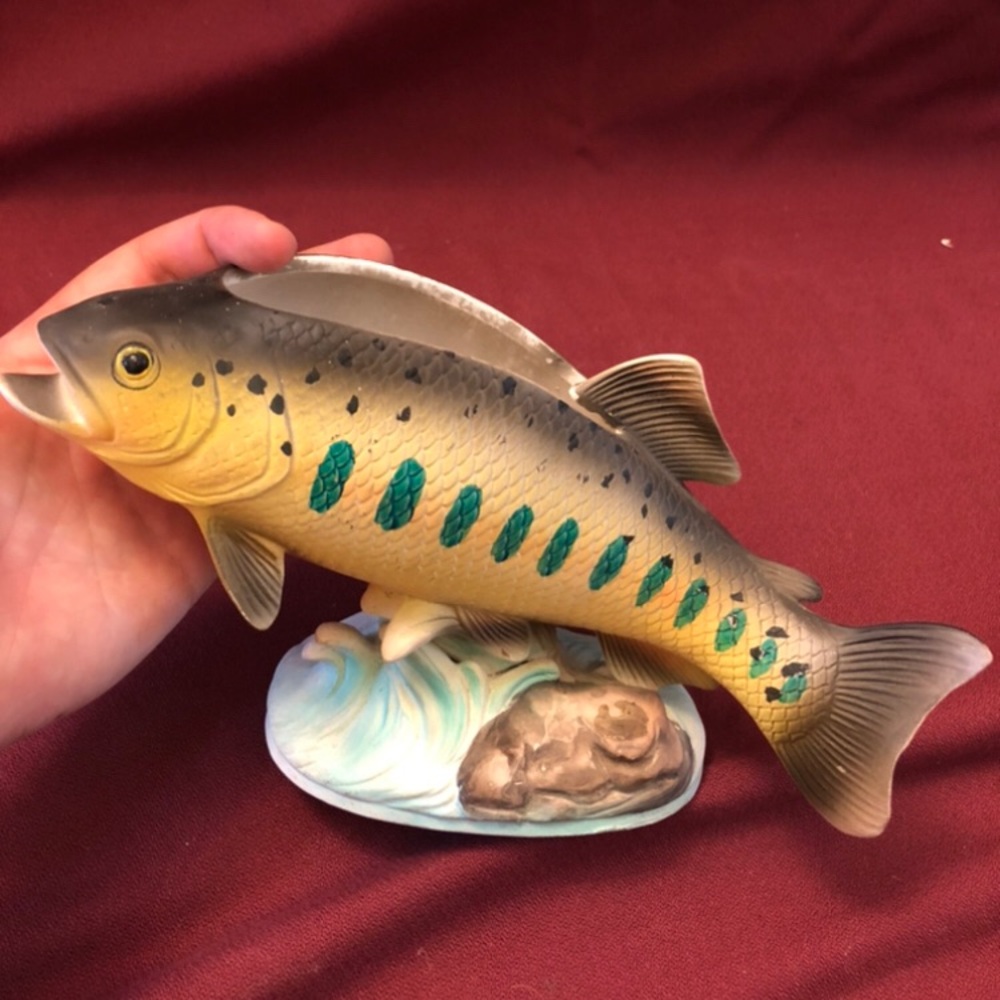 Golden Trout Planter by inarco 1963 ohio cabin fisherman decor